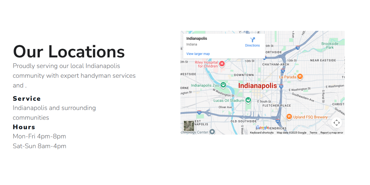 Locations and neighborhoods on handyman website